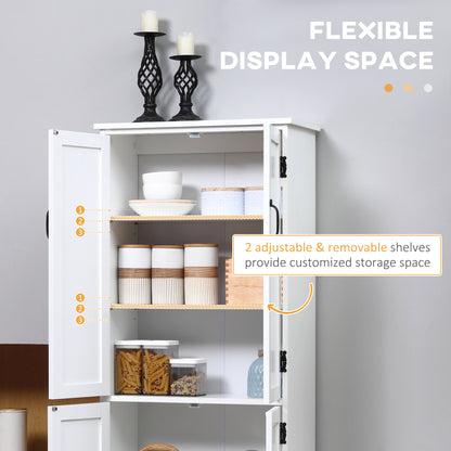 48" Tall White Kitchen Pantry Cabinet w/ Adjustable Shelves