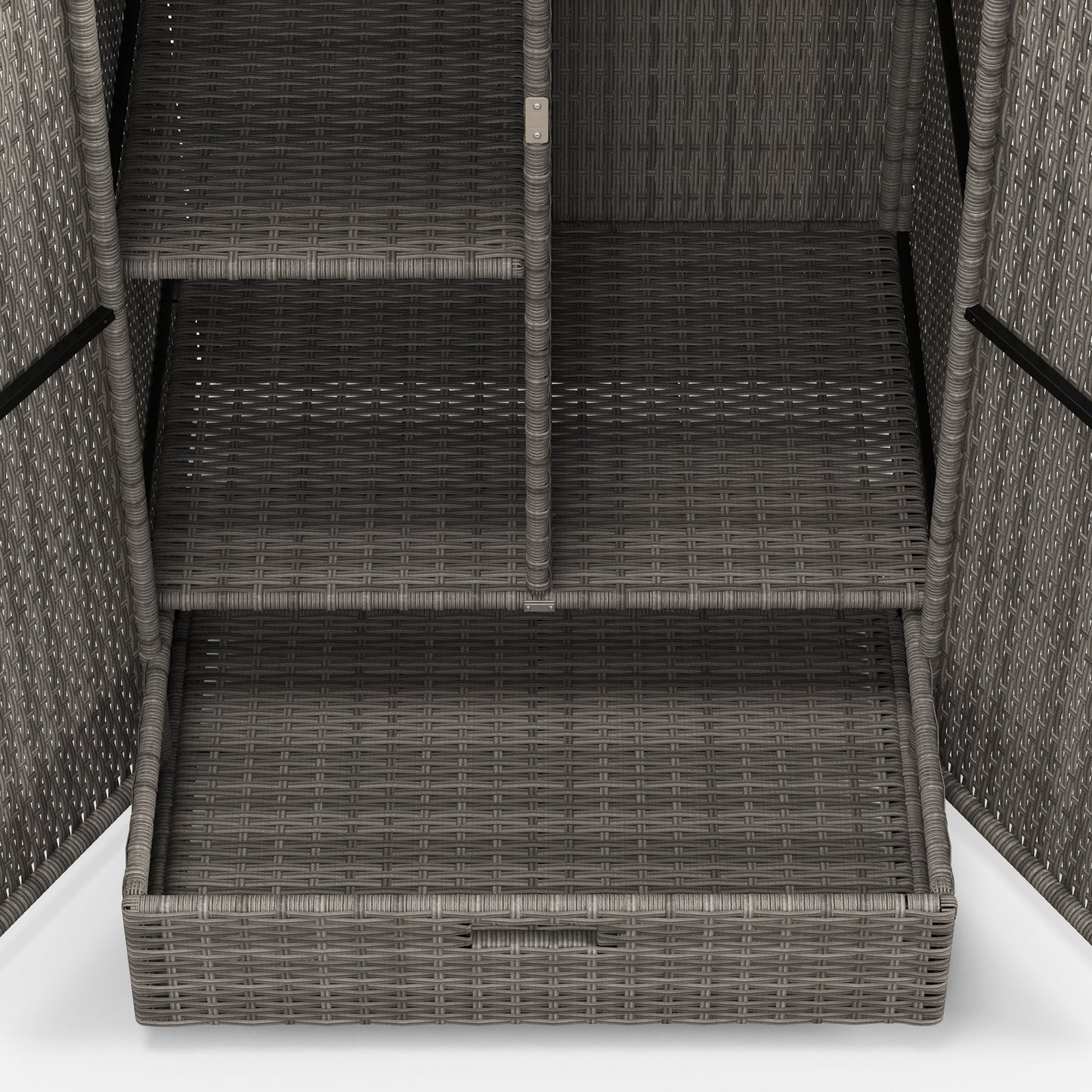 Dark Gray Rattan Pool Towel Cabinet Outdoor Storage