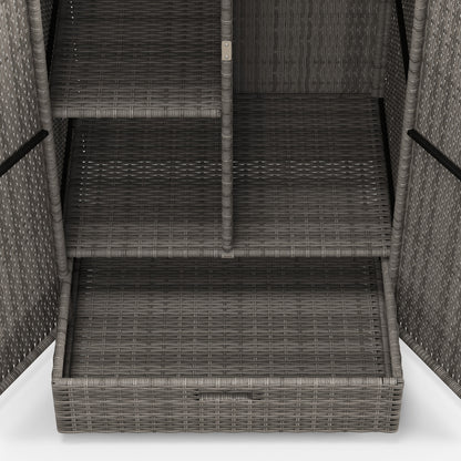 Dark Gray Rattan Pool Towel Cabinet Outdoor Storage