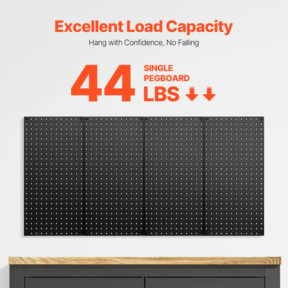 24x12 Metal Pegboard Panels 4-Pack Heavy Duty Black