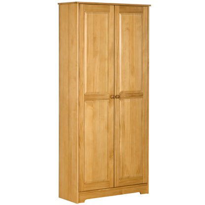 67" Pinewood Kitchen Pantry Cabinet w/ Adjustable Shelves