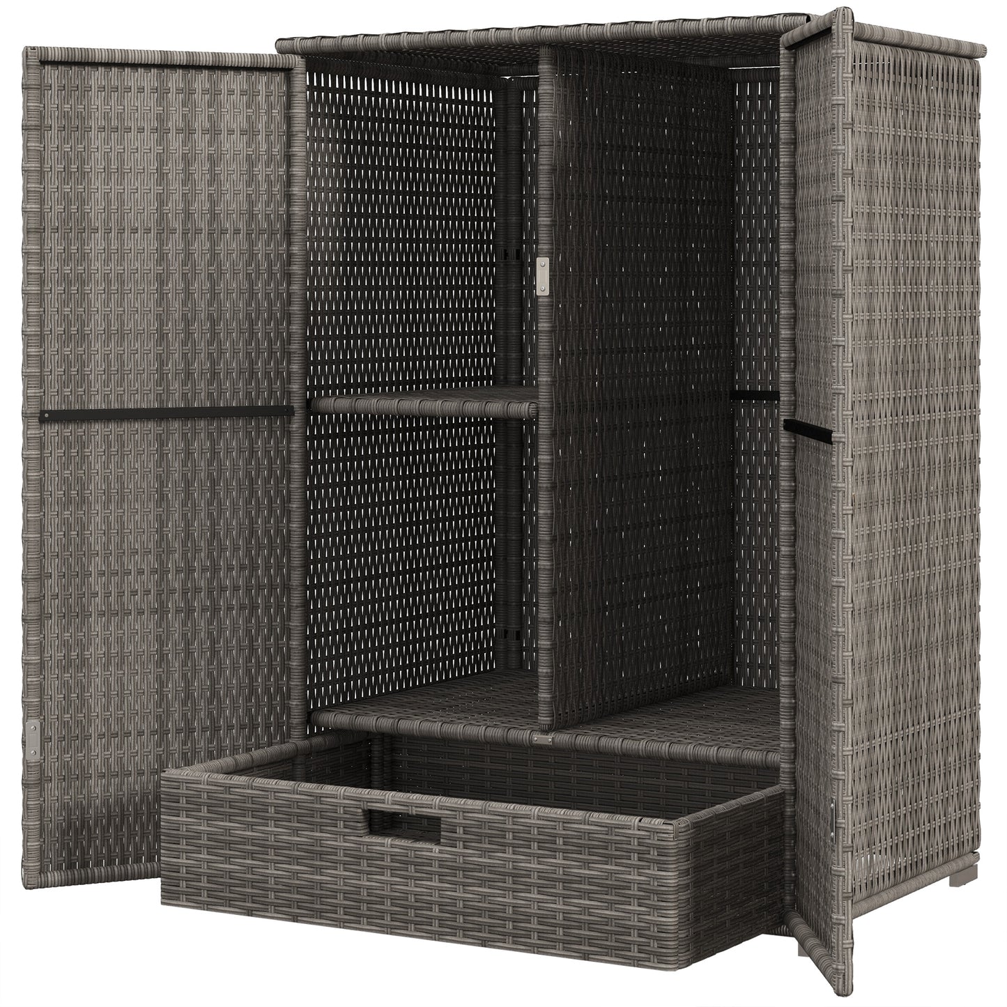 Dark Gray Rattan Pool Towel Cabinet Outdoor Storage