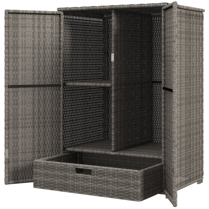 Dark Gray Rattan Pool Towel Cabinet Outdoor Storage