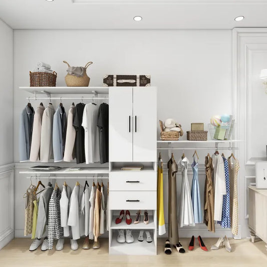 Closet Organizer With Clothing Racks, Drawers, and Shelves, Walk In Closet System