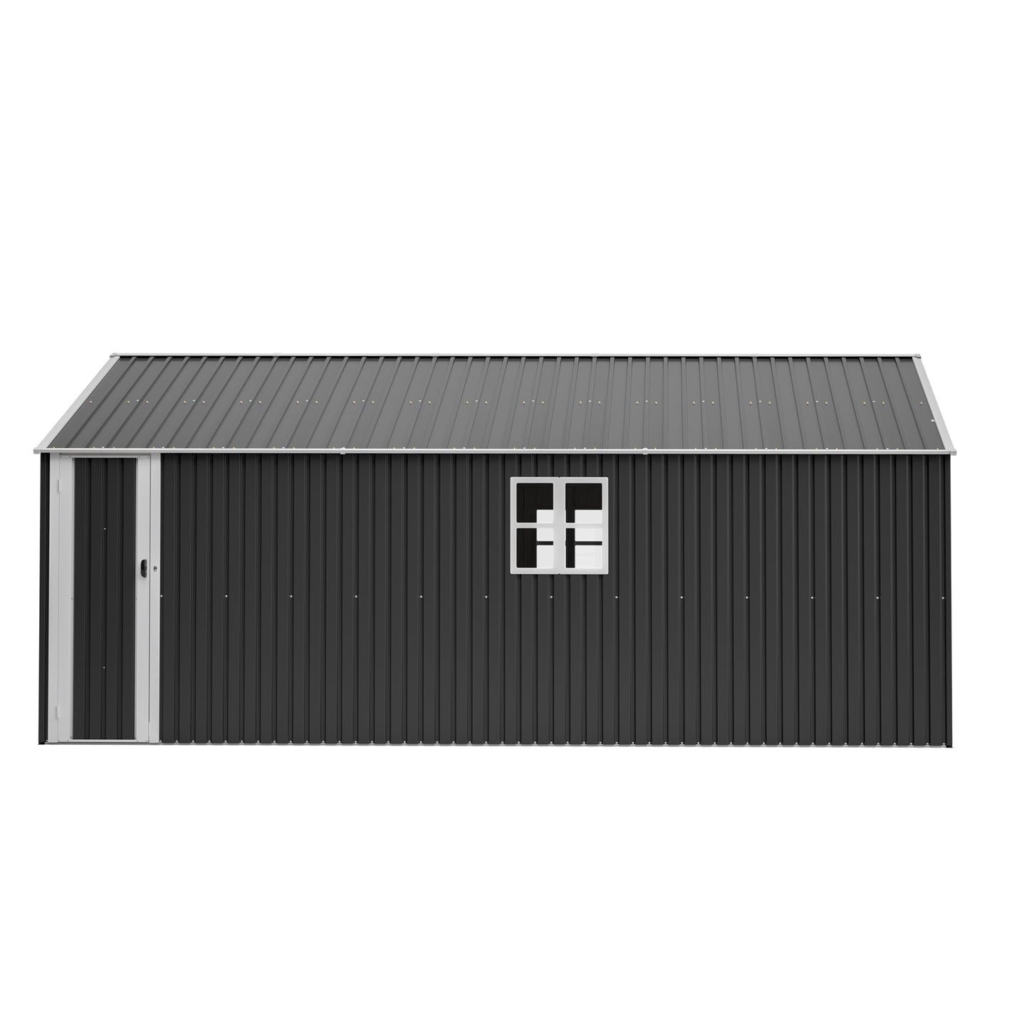 12x20 FT Metal Outdoor Storage Shed - Heavy Duty Garage Shed with Double Doors, 1810 Cu Ft Capacity, All-Weather Protection for Vehicle & Equipment Storage, Black