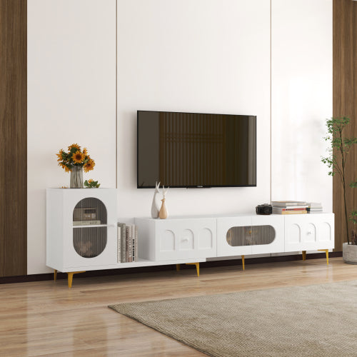 Extendable Wood TV Stand Entertainment Center Media Console