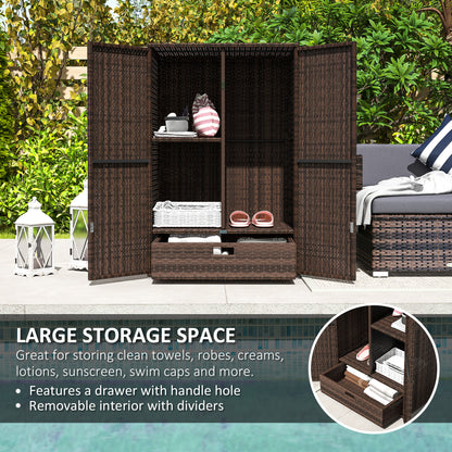 Mixed Brown Rattan Pool Towel Cabinet Outdoor Storage