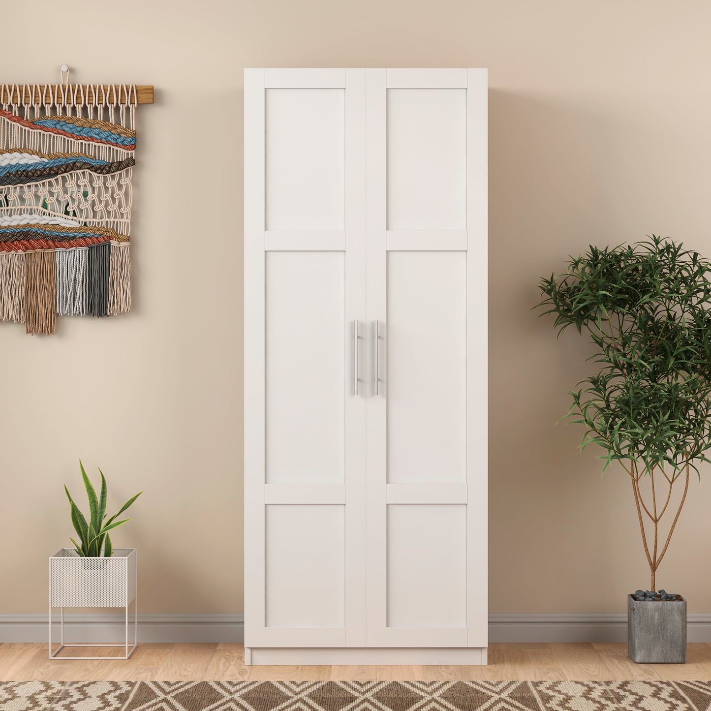 White Pantry Cabinet 71" Tall w/ 2 Doors & Adjustable Shelves