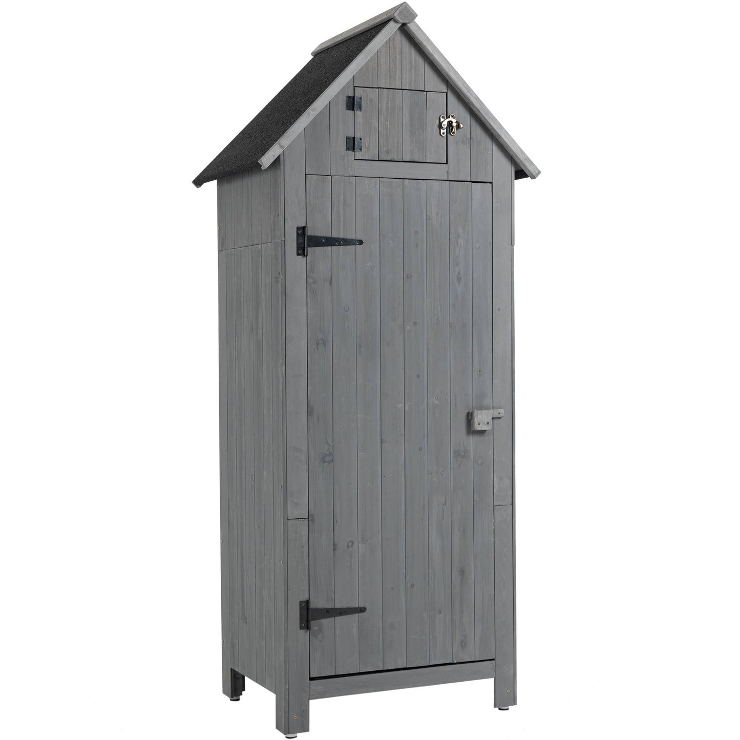 70.5" Tall Wooden Garden Shed - Gray Outdoor Storage Cabinet Tool Shed for Patio & Backyard