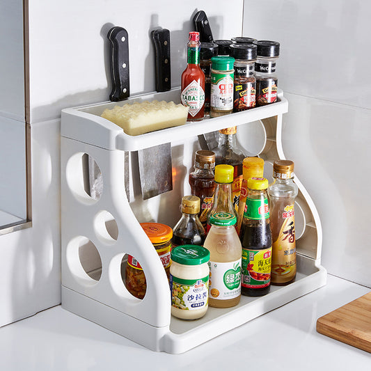 Countertop Condiment Organizer with Knife Storage – Multi-Function Kitchen Rack