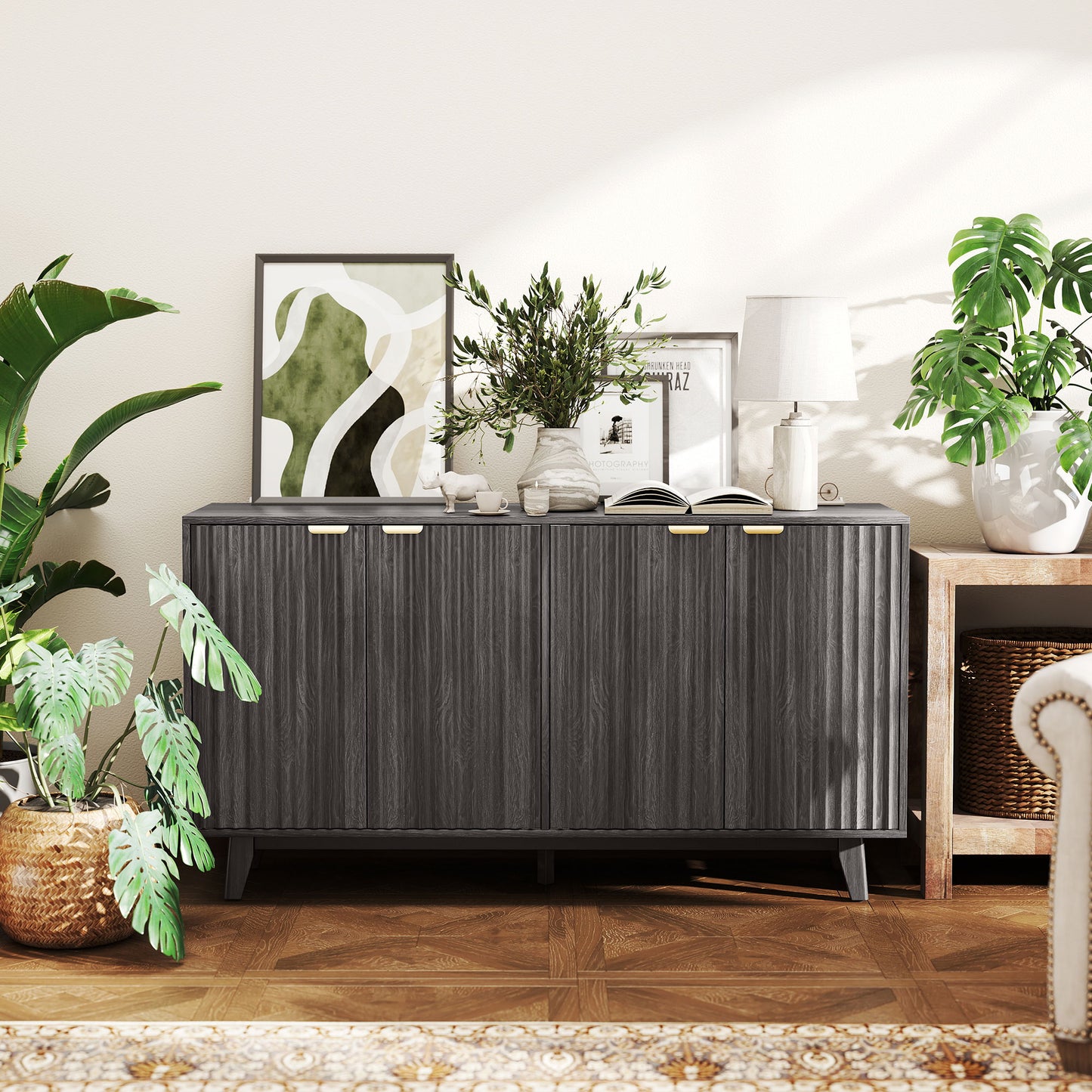 Fluted Sideboard Buffet Cabinet