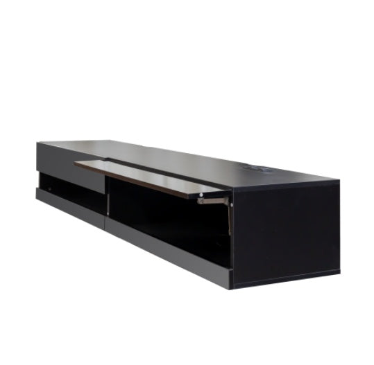 180" Floating TV Stand w/ LED Lights & Charging Station White