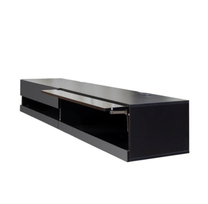 180" Floating TV Stand w/ LED Lights & Charging Station White