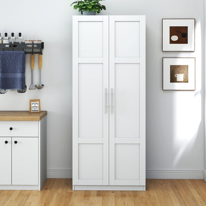 White Pantry Cabinet 71" Tall w/ 2 Doors & Adjustable Shelves