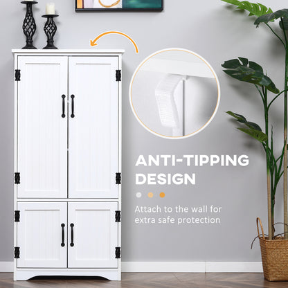 48" Tall White Kitchen Pantry Cabinet w/ Adjustable Shelves
