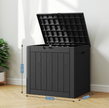 31 Gallon Deck Box - Small Lockable Resin Outdoor Storage Box Waterproof for Patio Cushions, Garden Tools & Package Delivery, Brown/Black