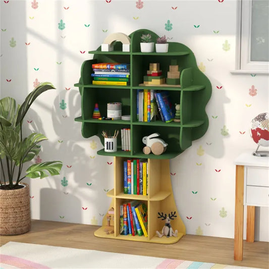 Green Kids Bookcase Shelf & Toy Storage Organizer With Open Storage Shelves