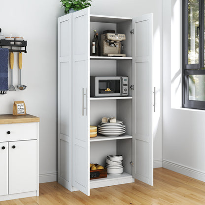 White Pantry Cabinet 71" Tall w/ 2 Doors & Adjustable Shelves