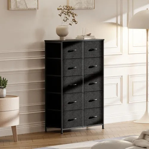 Tall 10-Drawer Fabric Dresser Bedroom Storage Tower