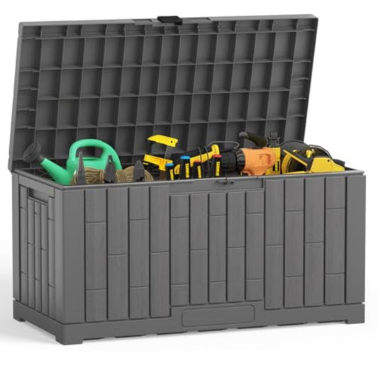 60 Gallon Deck Box - Gray Resin Outdoor Storage Bench