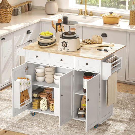 Kitchen Island on Wheels with Drop Leaf