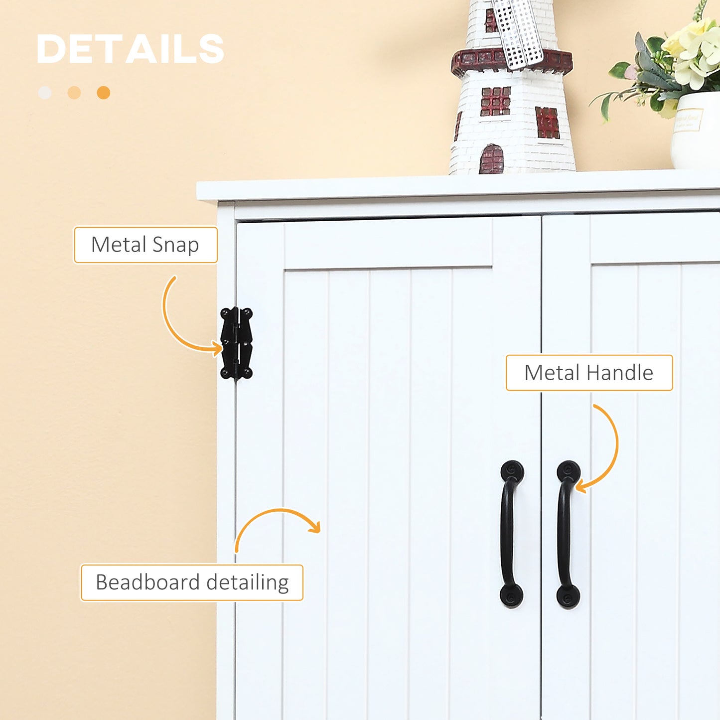 48" Tall White Kitchen Pantry Cabinet w/ Adjustable Shelves