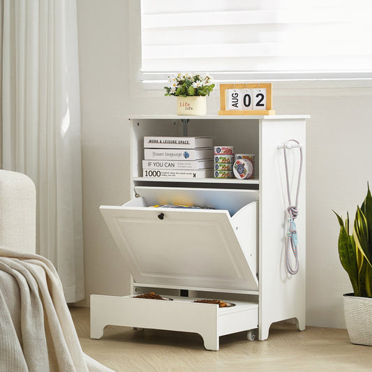 Pet Feeding Station W 2 Elevated Dog Bowls Dog Food & Toy Storage Cabinet