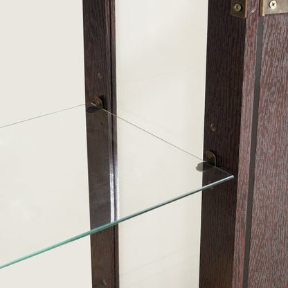 Cherry 2-Door Curio Cabinet with Tempered Glass Doors - Lighted Display Cabinet with Mirrored Back & Adjustable Shelves for Home, Office