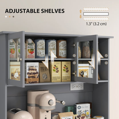 Gray Kitchen Pantry Cabinet with Charging Station & Tilt-Out