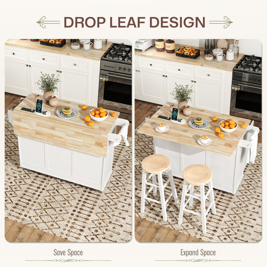 Kitchen Island on Wheels with Drop Leaf