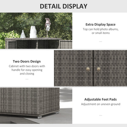Dark Gray Rattan Pool Towel Cabinet Outdoor Storage