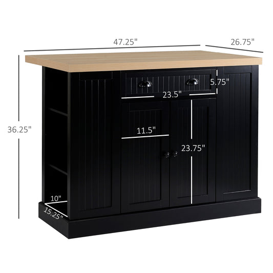 47" Fluted-Style Kitchen Island